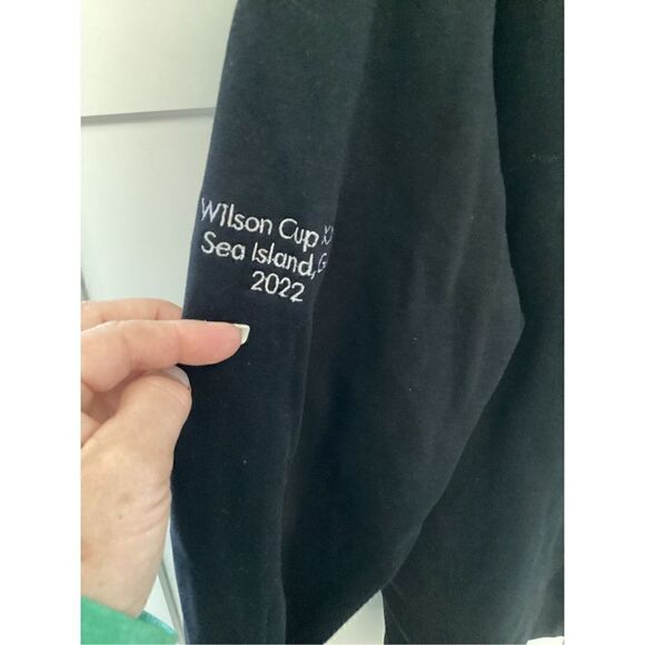 Johnnie O Sz L 1/4 Zip Pull Over Black Cotton Blend Stretch Wilson Cup 2022 Golf - Picture 4 of 12